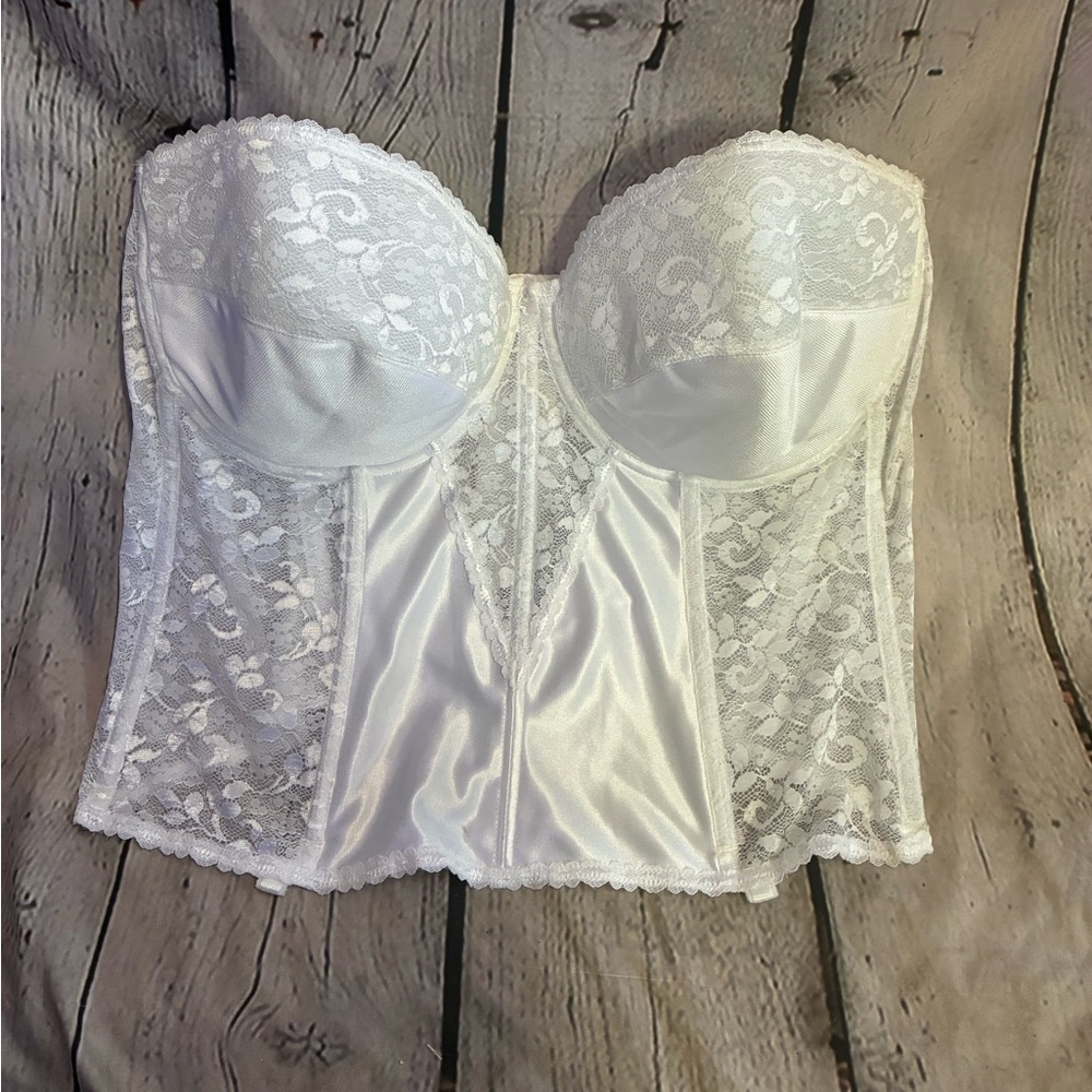 Carnival 423 Full Figure Underwire Corset Bustier White Lace Bridal Prom Sz 44DD